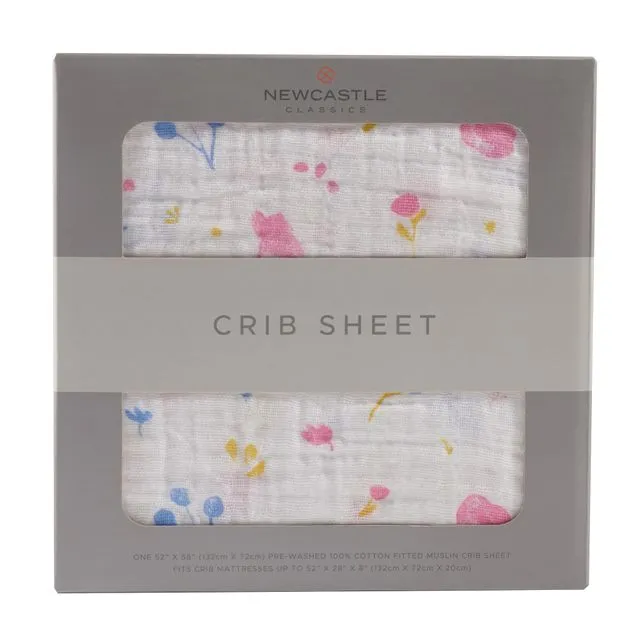 Watercolor Flower Cotton Muslin Crib Sheet