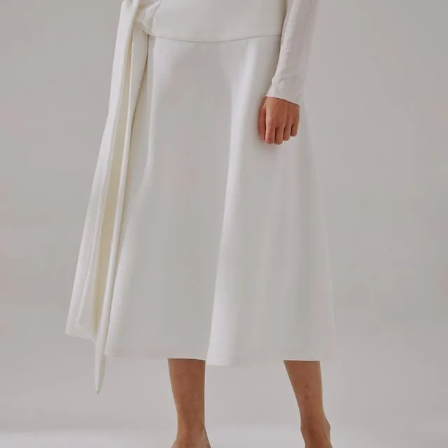 Flowy Side-Belt Midi Skirt
