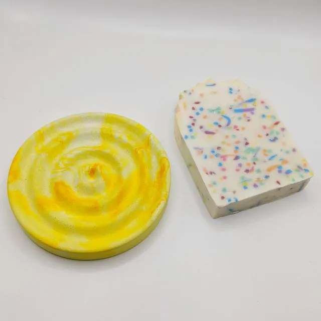 Round Marble Yellow Soap Dish