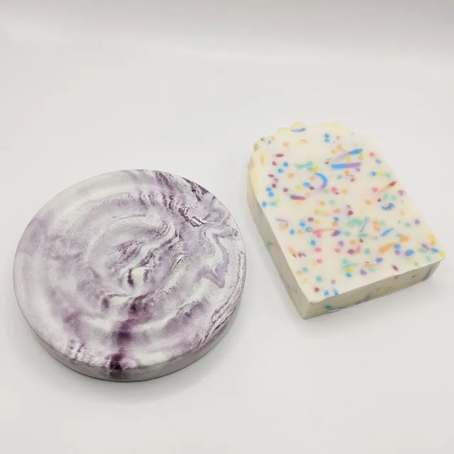 Round Marble Purple Soap Dish
