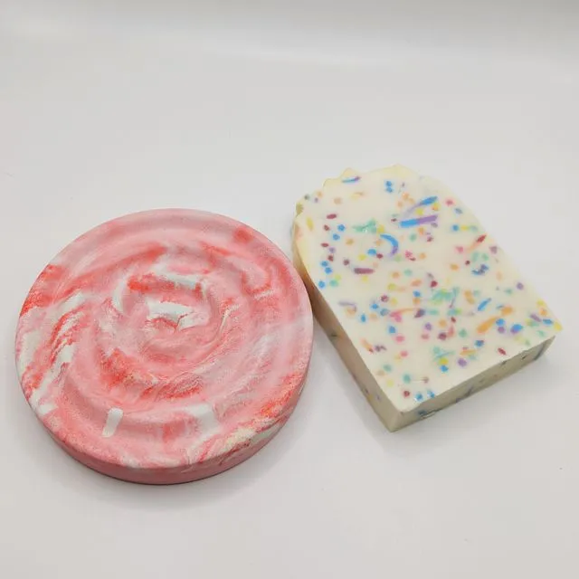 Round Marble Pink Soap Dish