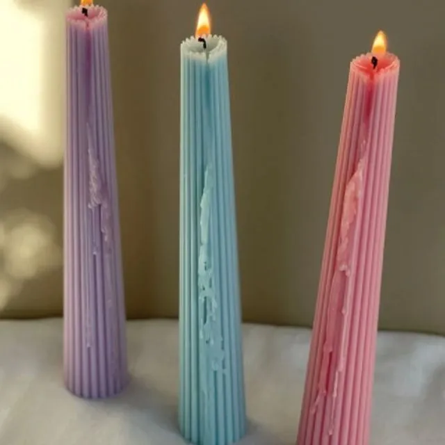 Ribbed Taper Candles Pink 1 Candle