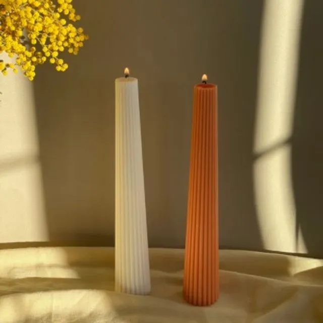 Ribbed Taper Candles White 1 Candle