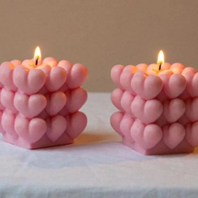 Love Bubble Candle Pink