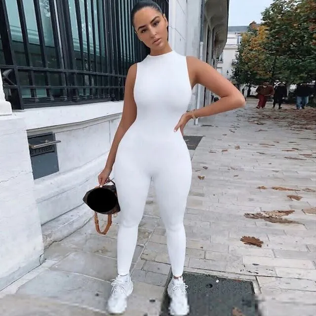 Sexy Winter Bodycon Jumpsuit For Women WHITE