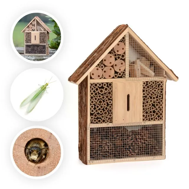 Natural Wood Bark Insect Bug Bee Hotel (Large)
