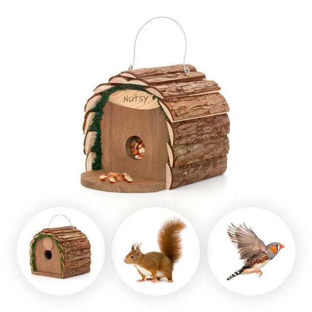 Natural Wood Bark Squirrel Feeder or Bird Nesting House