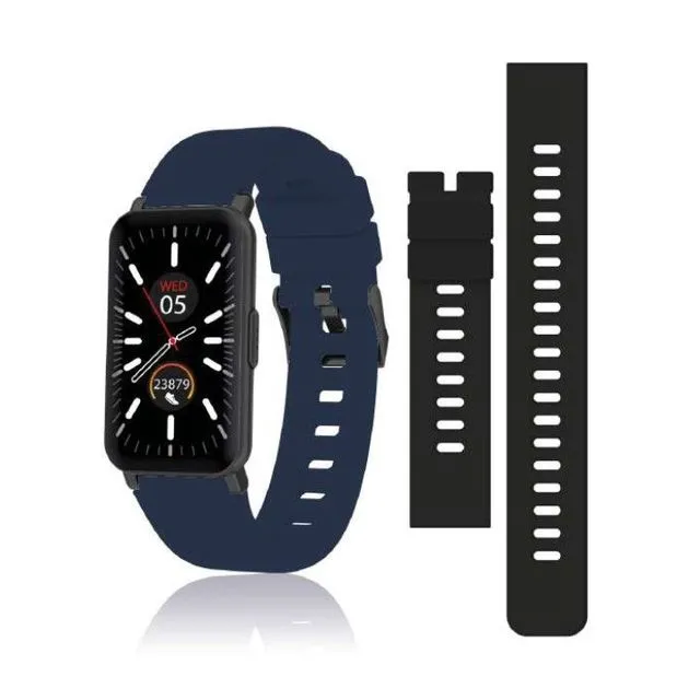 Smartwatch With Interchangeable Blue and Black Silicone Strap And Black Ip Case DL133