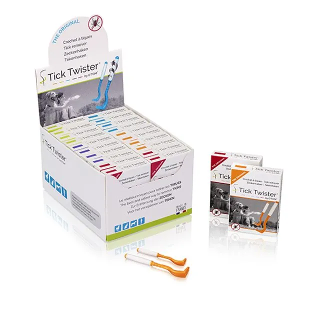 Display of 20 boxes of 2 tick removers Tick Twister®