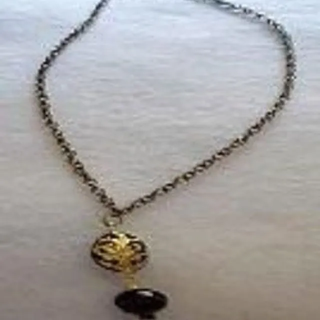 Ornate Black Pendant Necklace