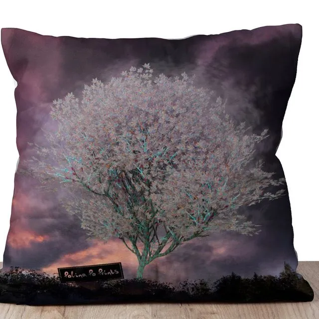 Cushion cover with fantasy tree