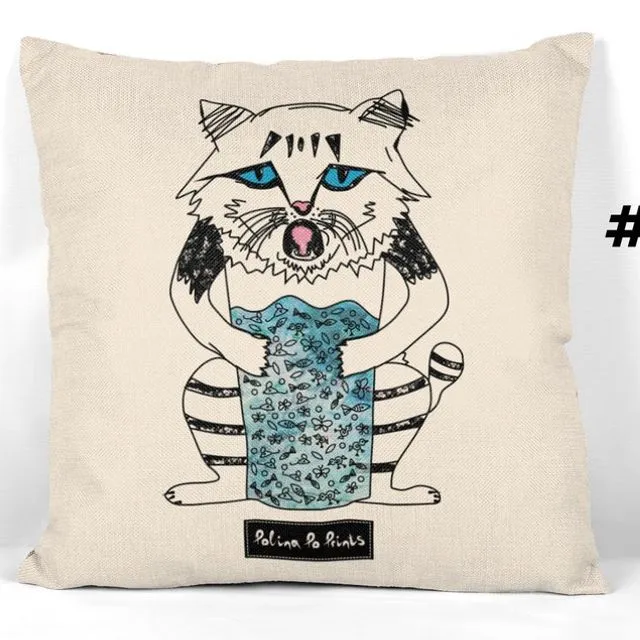 Cat pillow cover. Emotional cats. Quirky cushion covers #2