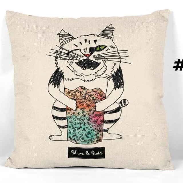 Cat pillow cover. Emotional cats. Quirky cushion covers #3