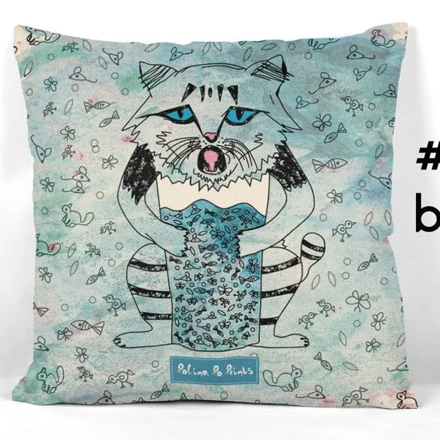 Cat pillow cover. Emotional cats. Quirky cushion covers #2b