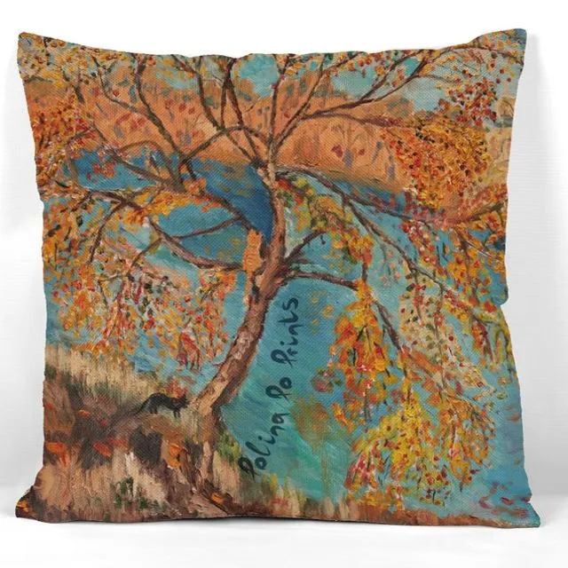 Landscape pillow cover, tree pillow - Autumn