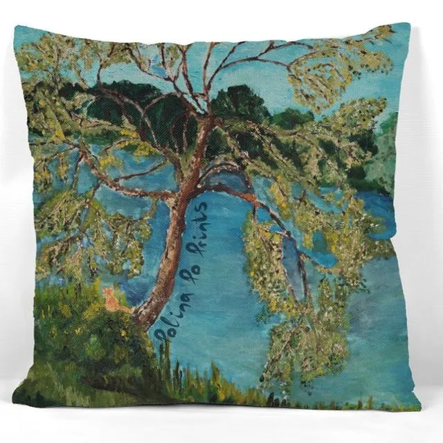 Landscape pillow cover, tree pillow - Summer