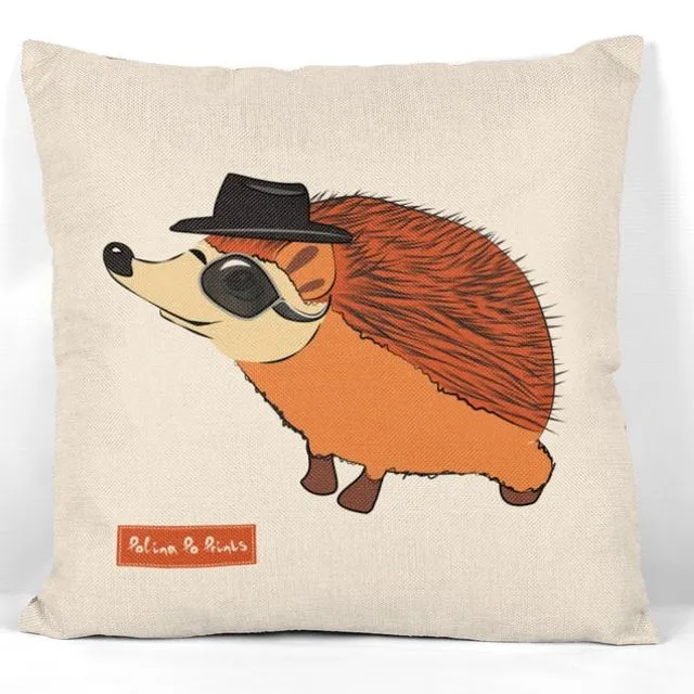 Romantic Date Hedgehog pillow cover. Hedgehog boy