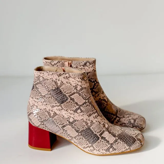 Molly Pink Snake Ankle boots
