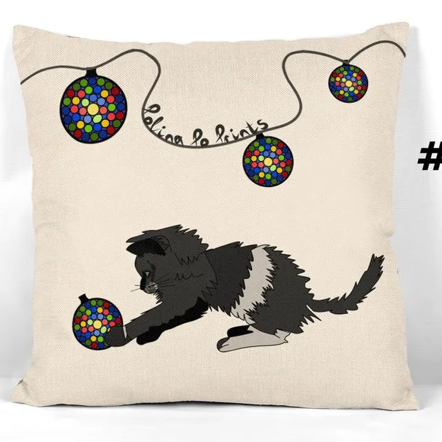 Pillowcase with black cat, Scandinavian Decor #2