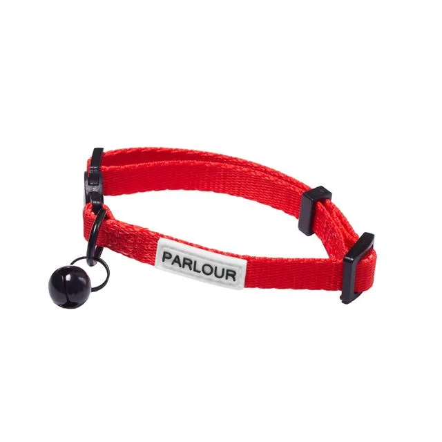 Cat Collar in London Red with Safety Buckle