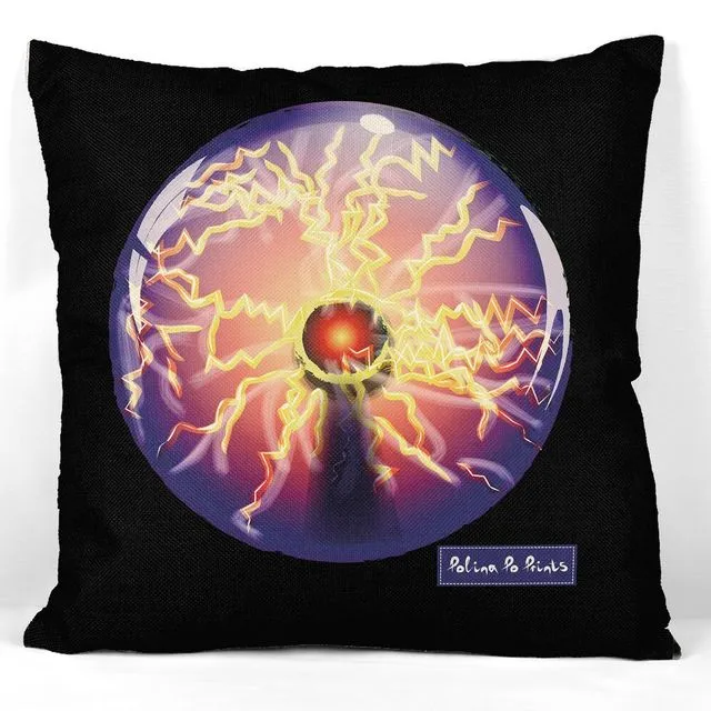 Plasma globe, Gothic pillow cover with black background