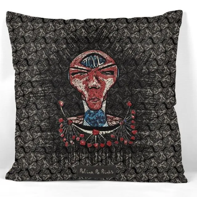 Pillow cover with face and sign tool. Witchy decor