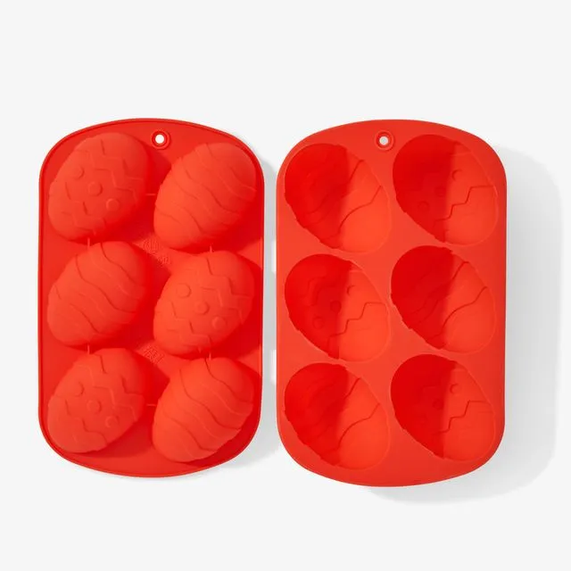 2 silicone easter egg mould trays (red)
