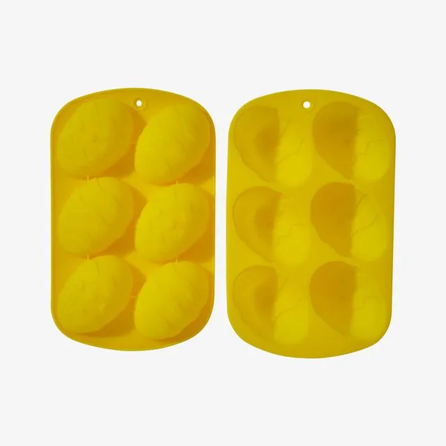 2 silicone easter egg mould trays (yellow)