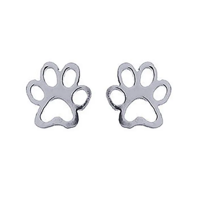 Lovely Silver Paw Studs