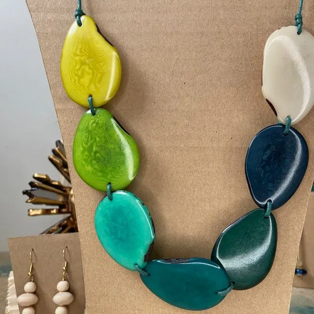 The Gorgeous Green 7 Bead Tagua Necklace