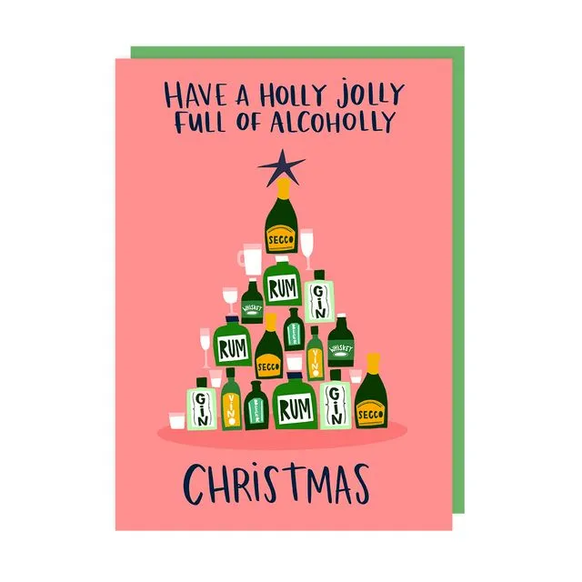 Alcoholly Christmas Greeting Card pack of 6