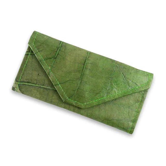 Teak Leaf Leather Women's Envelope Wallet - Green (Case of 2)