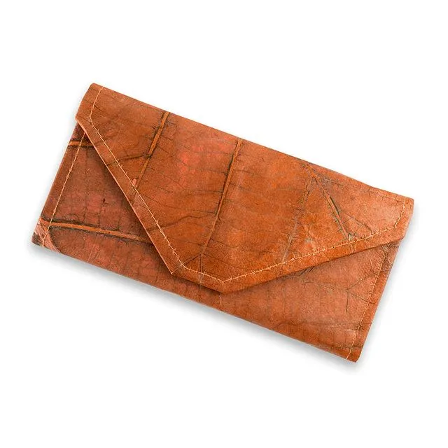 Teak Leaf Leather Women's Envelope Wallet - Orange (Case of 2)