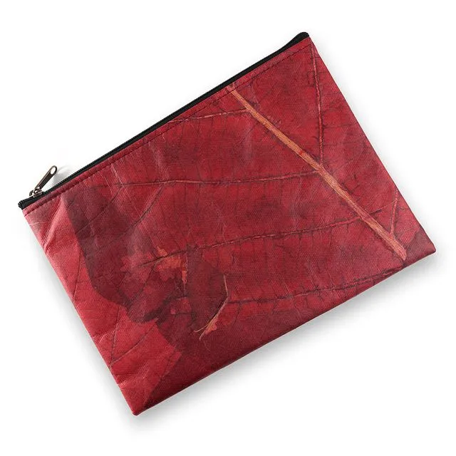 Teak Leaf Leather Large Clutch Bag - Red (Case of 4)