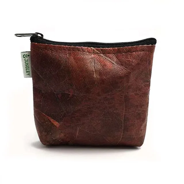 Teak Leaf Leather Straight Edge Coin Bag - Brown (Case of 8)