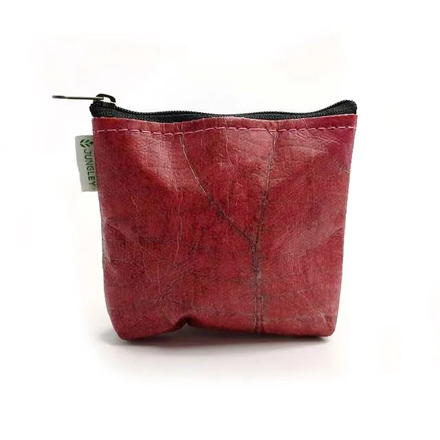Teak Leaf Leather Straight Edge Coin Bag - Pink (Case of 8)