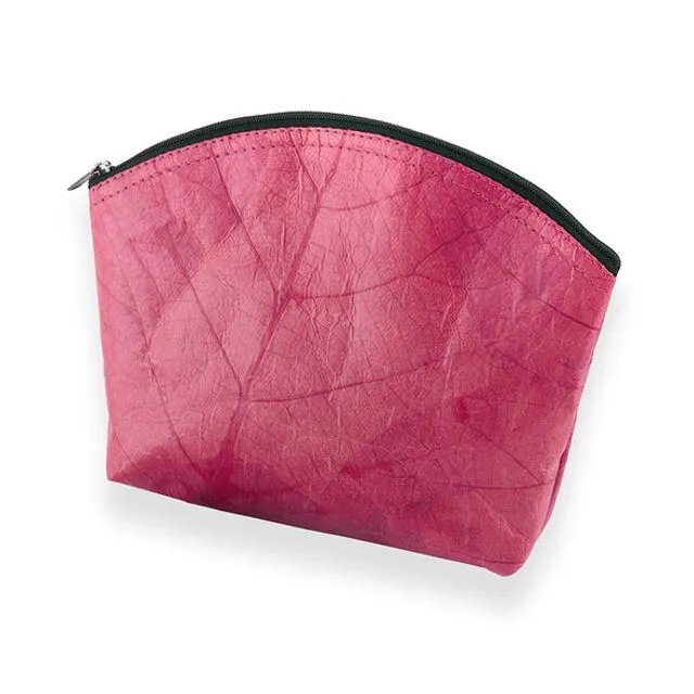 Teak Leaf Leather Make Up Bag - Pink (Case of 4)