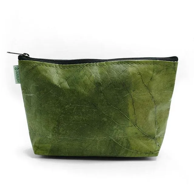 Teak Leaf Leather Small Make Up Bag - Green (Case of 4)
