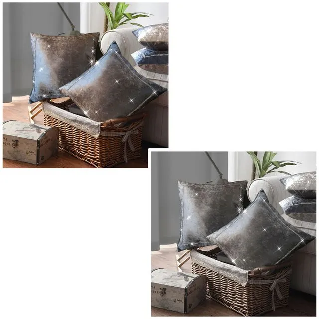 Set of 4 Ombre Crushed Velvet Cushion Covers Embellished