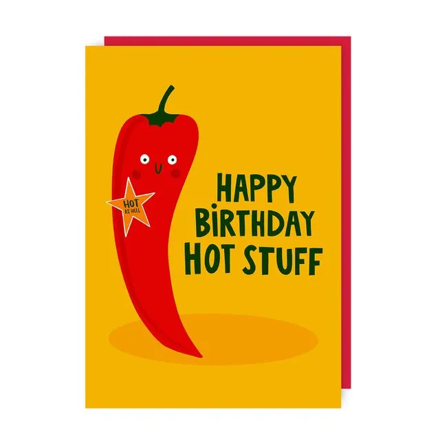 Hot Stuff Chilli Birthday Greeting Card pack of 6