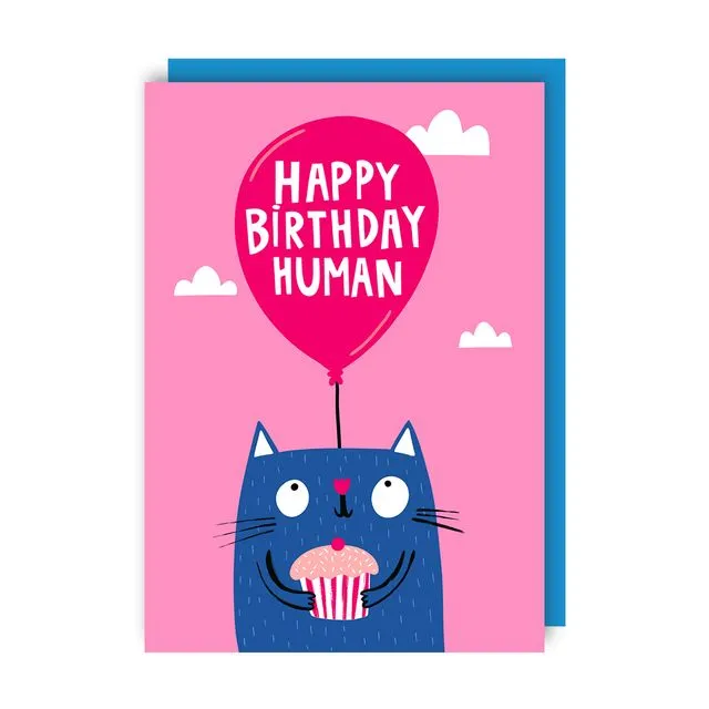 Happy Birthday Human Cat Card pack of 6