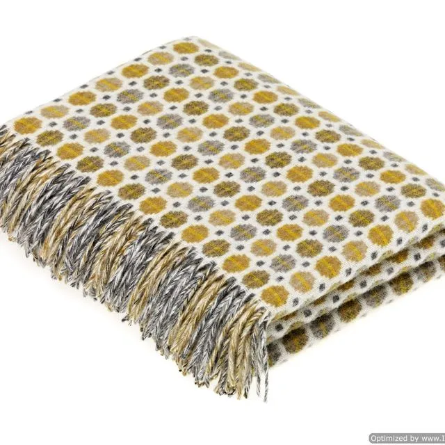 Merino Lambswool Throw Blanket - Milan - Gold, Made in England