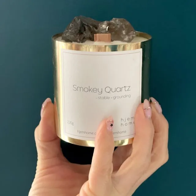 Smokey Quartz Infused Candle | White Cedar + Salt | Manifest