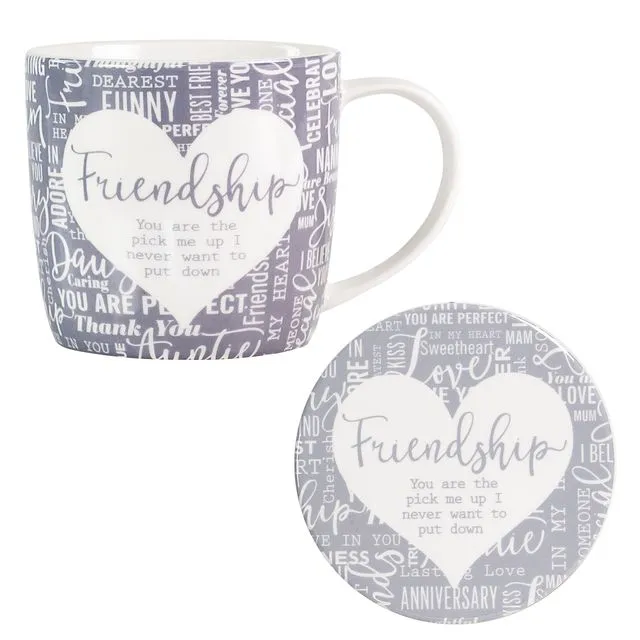 Said with Sentiment Mug &amp; Coaster gift set - Friendship