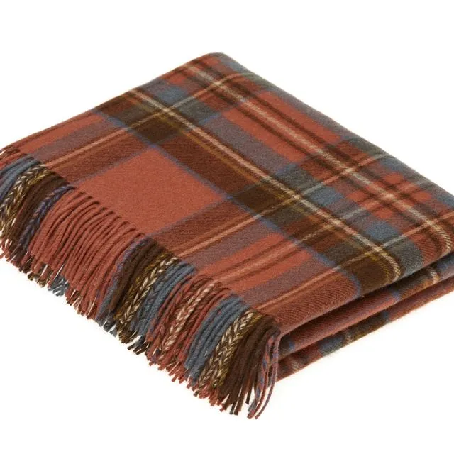 Tartan Plaid- Merino Lambswool Throw Blanket - Antique Royal Stewart-Made in England