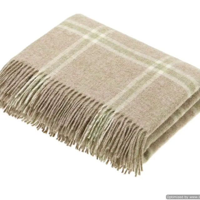 Transitional Travertine Throw - Windowpane - Shetland Quality Wool Pure New Wool - Made in England