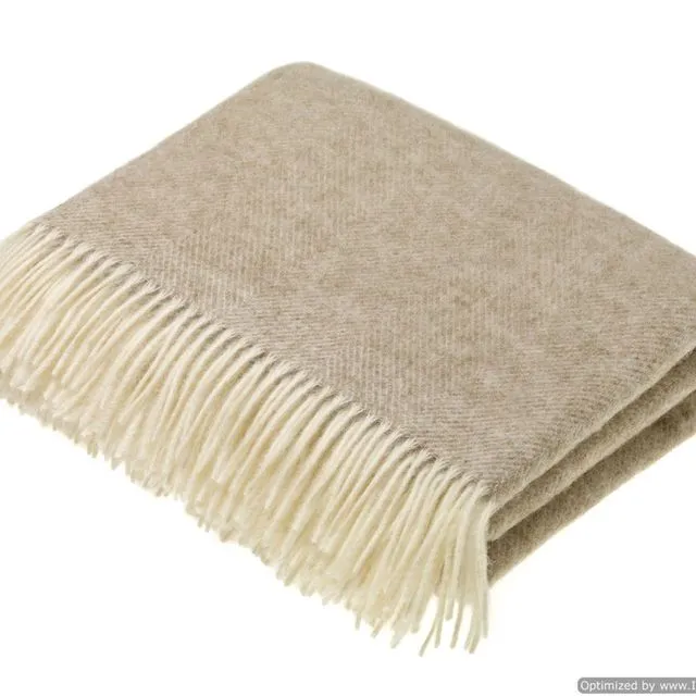 Shetland Pure New Wool - Herringbone Natural - Throw Blanket - Bronte by Moon