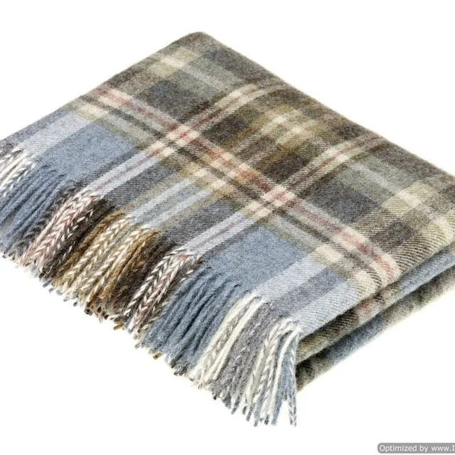 Pure New Wool Throw Blanket - Glen Coe - Aqua - Made in England
