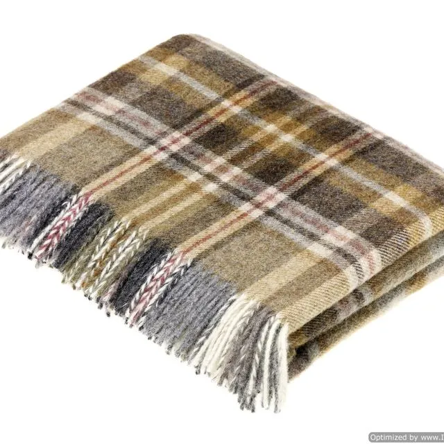 Pure New Wool Throw Blanket - Glen Coe - Mustard - Made in England