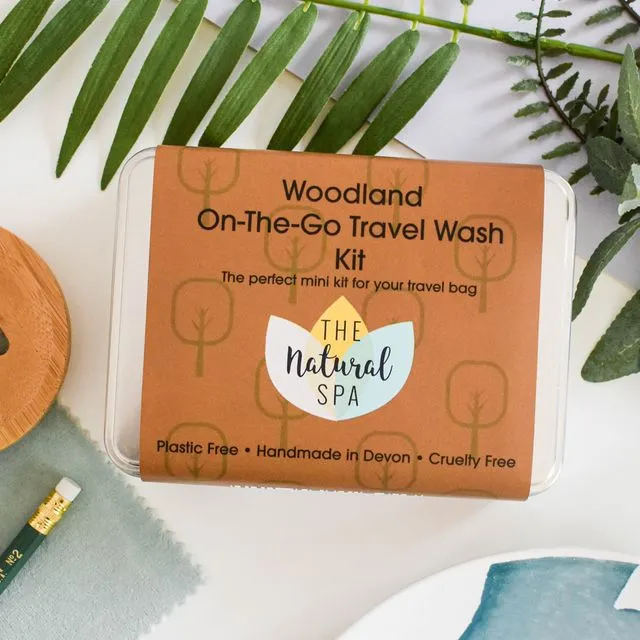 Woodland Zero Waste Travel Kit - On the go Kit - Travel Wash kit - Shampoo - Conditioner - Soap - Flannel - Storage Tin
